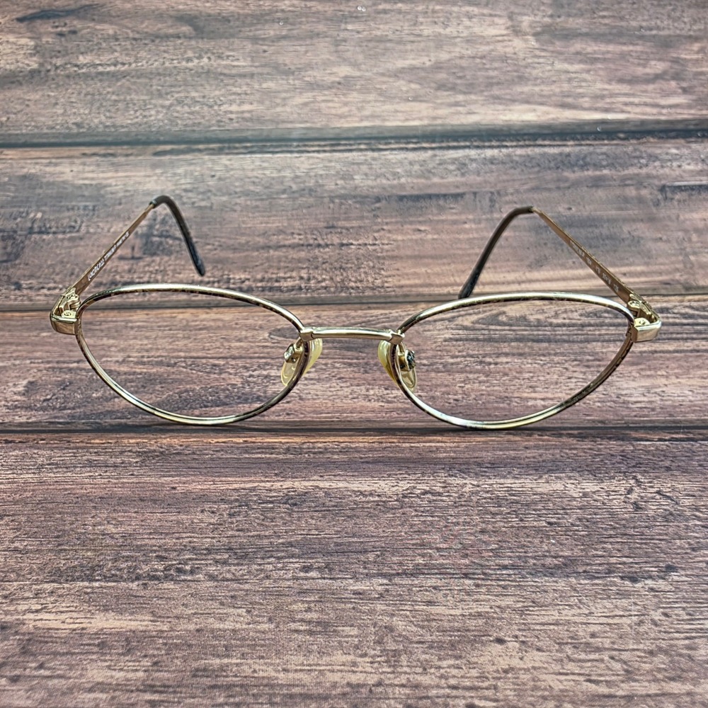 Luxottica 1504 676 Titanium Gold Tortoise Oval Eyeglass Frames Italy 50-18-135